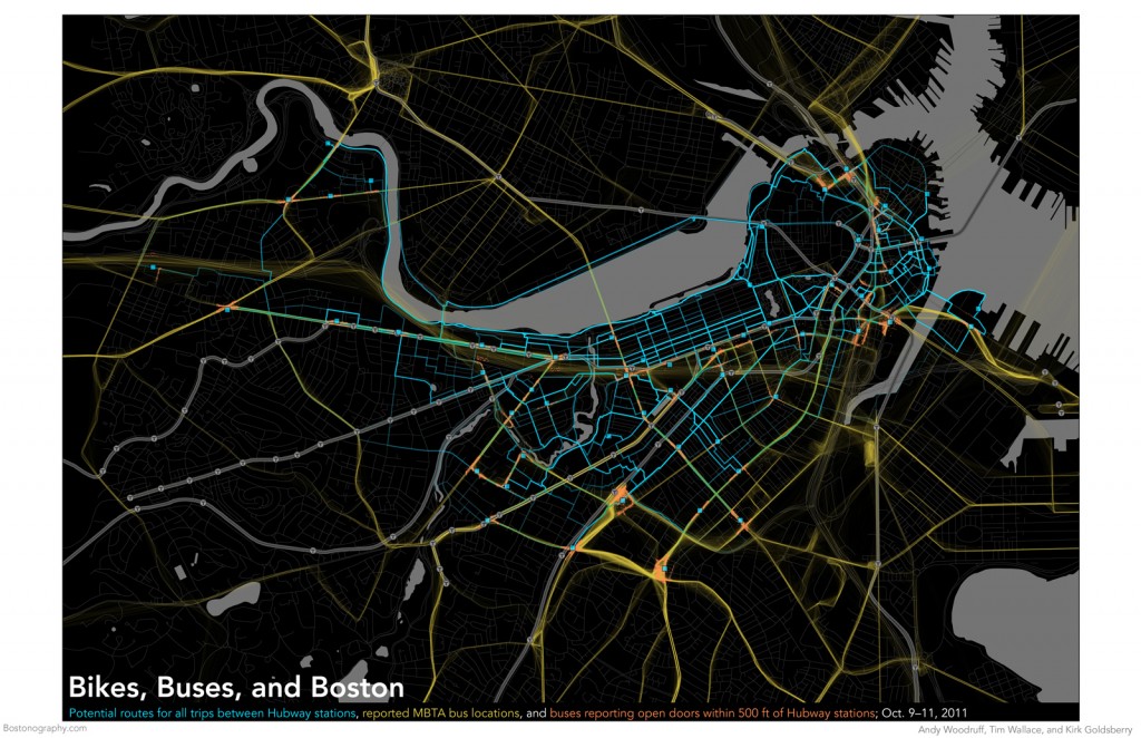 Hubway and MBTA bus map