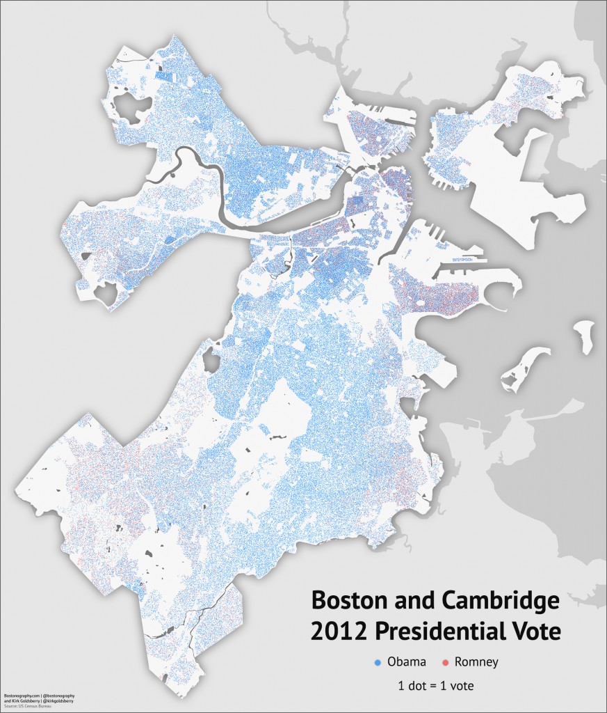 2012 Boston and Cambridge presidential votes