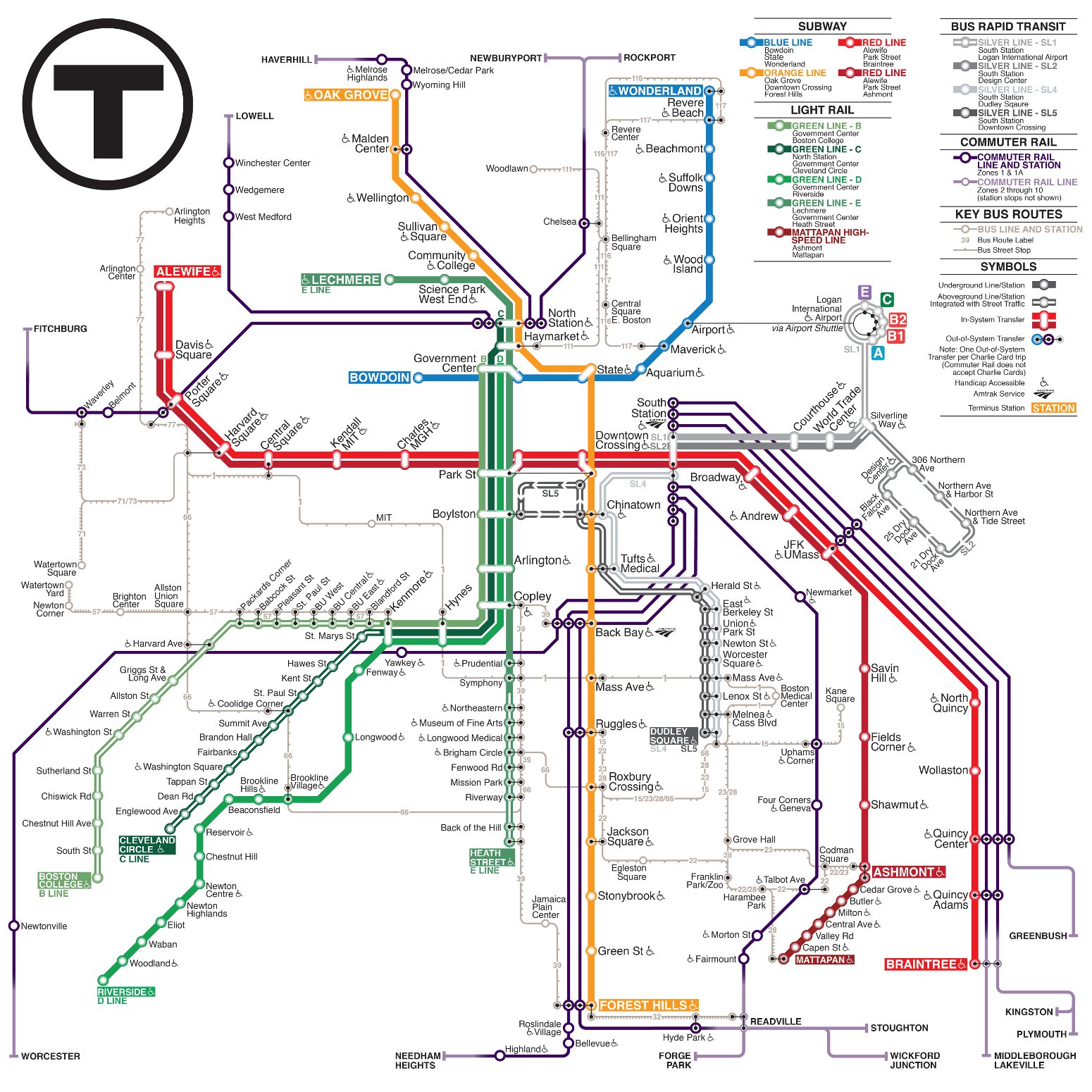 Boston Subway Map For Download Metro In Boston High Resolution