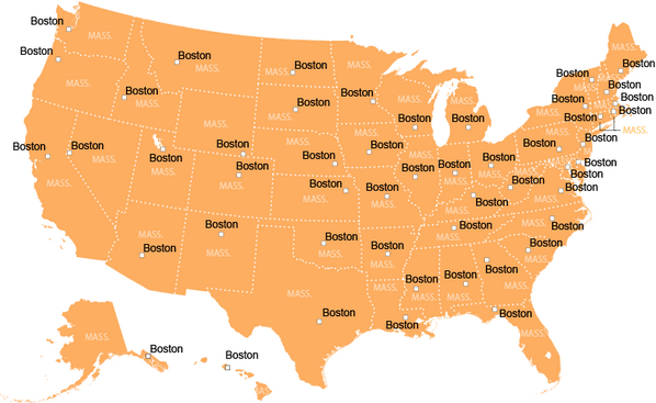 Look! ☞ Amazing map of the US drawn as if all states were renamed 'Mas...