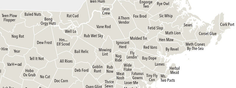 Massachusetts town name anagrams, from the 2016 Bostonography post &ldquo;Much Sass State&rdquo;